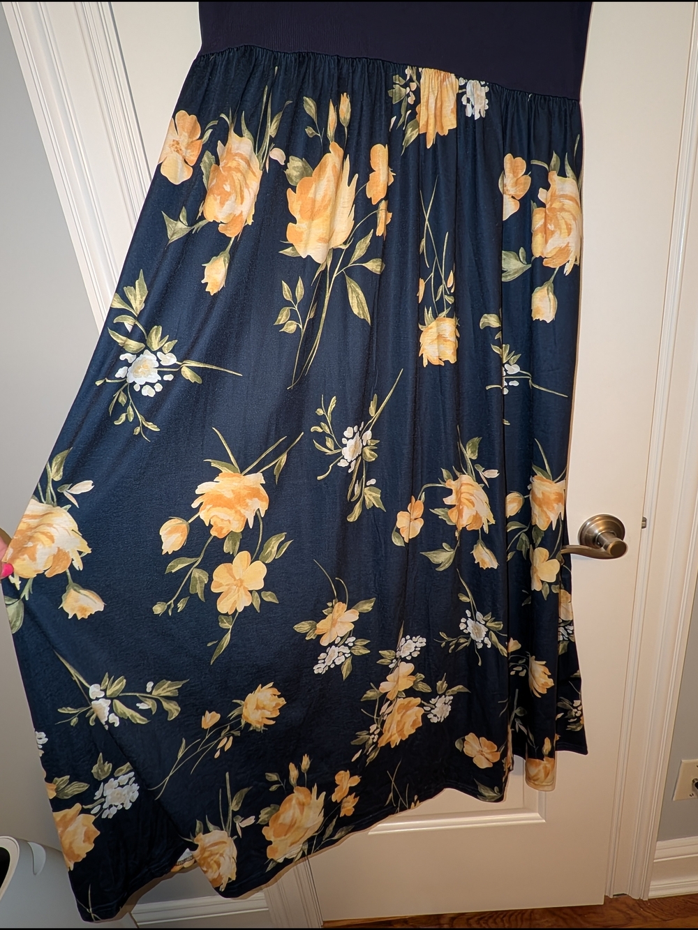 Women's Navy & Yellow Floral Maxi Dress Size XL - Picture 2 of 7